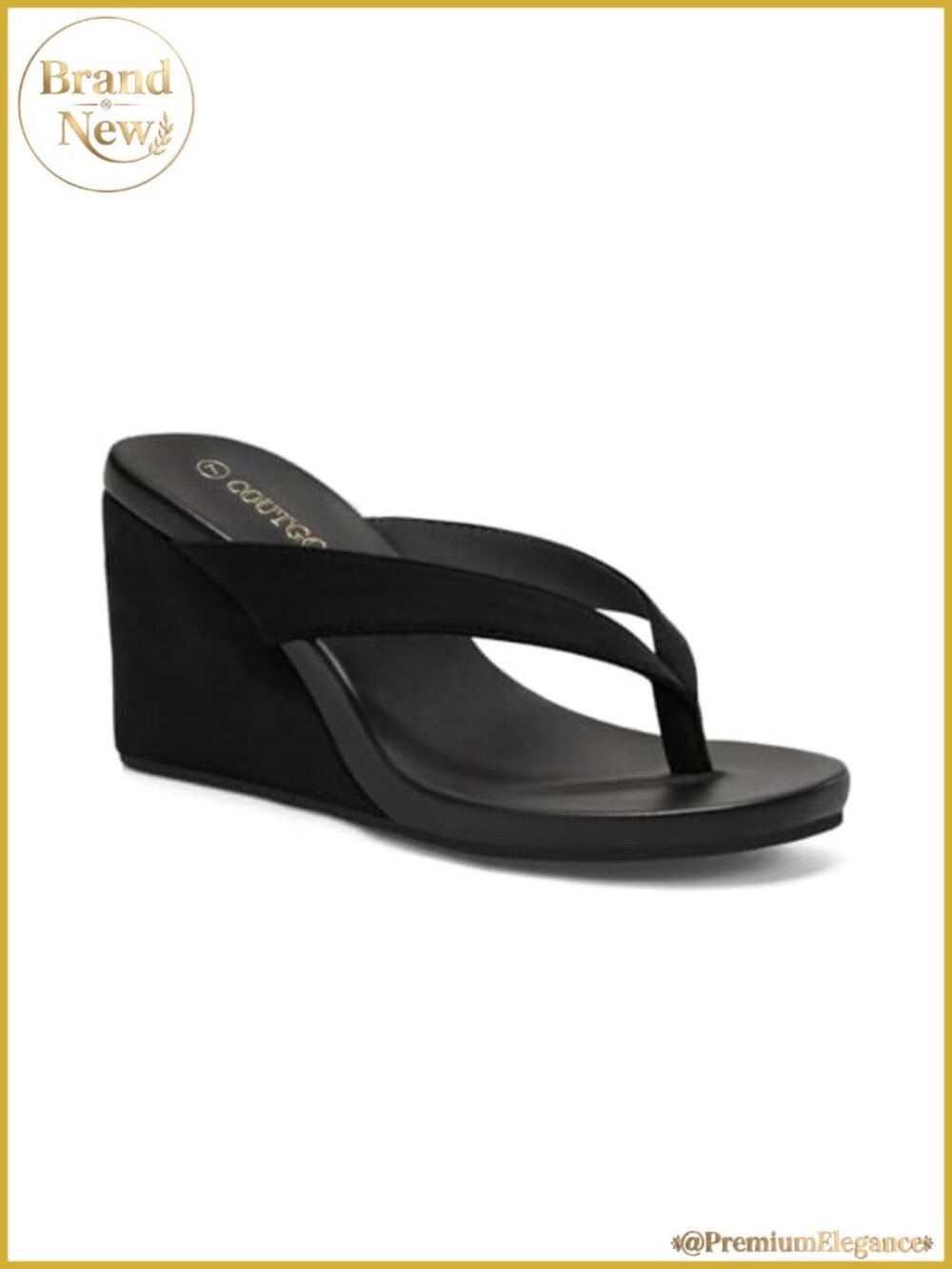 Coutgo Womens Platform Wedge Sandals 3.1-Inch Comfort Slip-On Thong